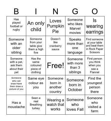 Human Bingo Card