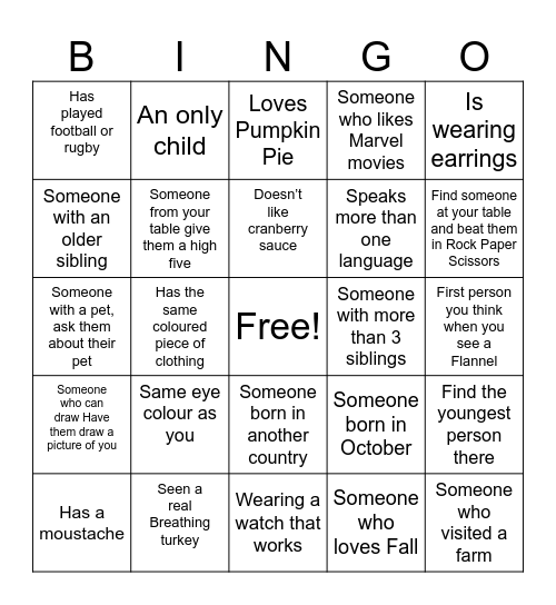 Human Bingo Card