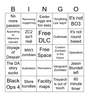 Why zombies is dying Bingo Card