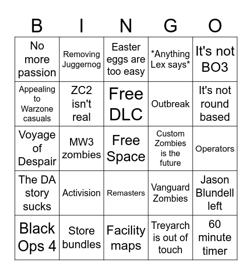 Why zombies is dying Bingo Card