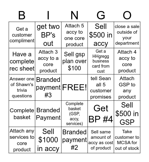 Best Buy Bingo (Sales Floor) Bingo Card