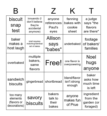 Biscuit Week 2023 Bingo Card