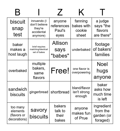 Biscuit Week 2023 Bingo Card