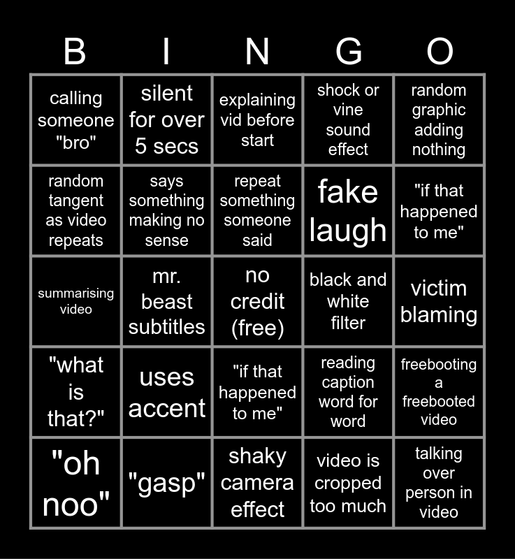 SSsniperwolf Bingo Card