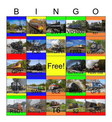 The Heritage of North American Steam Railroads Bingo Card