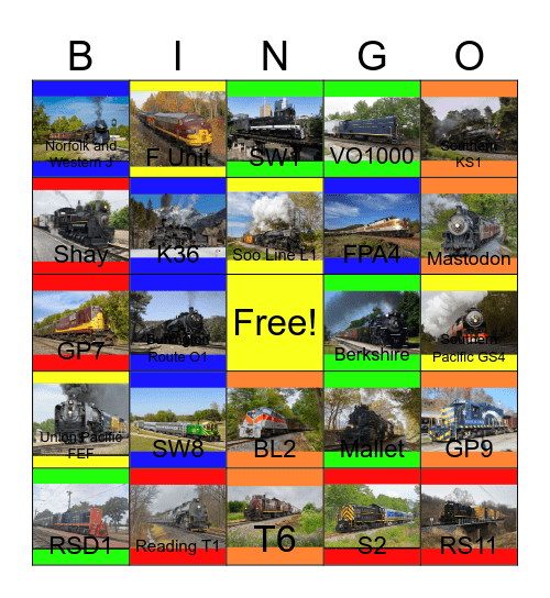 The Heritage of North American Steam Railroads Bingo Card