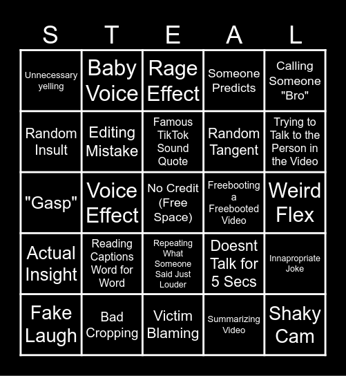 Sssniperwolf Bbbingo Card