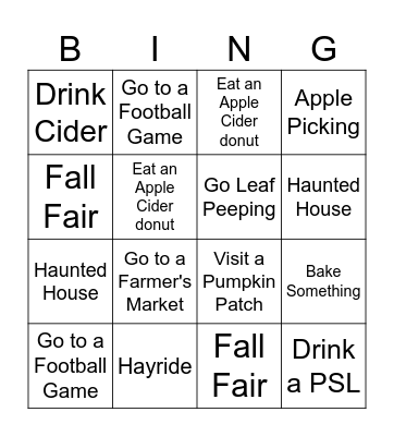 FALL BINGO Card
