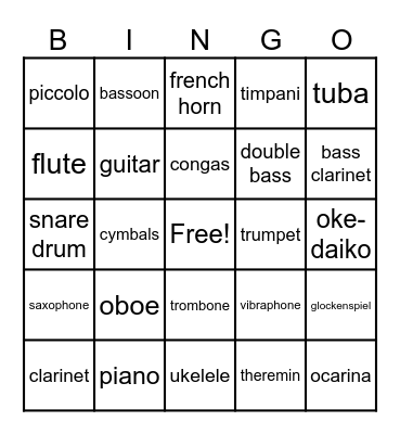 Band Bingo! Bingo Card