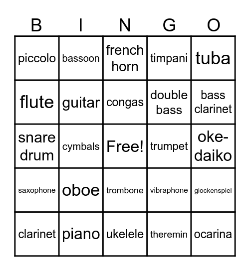 Band Bingo! Bingo Card