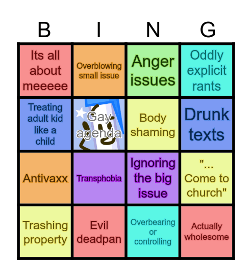 Insane Parents Bingo Card