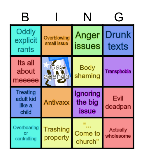 Insane Parents Bingo Card