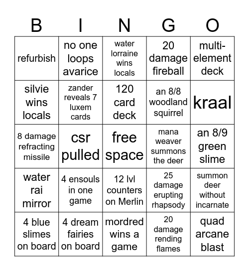 GA Shenanigan :anx Bingo Card