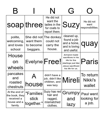 Family Under the Bridge Review Bingo Card