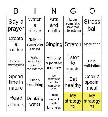 Self-care Bingo Card