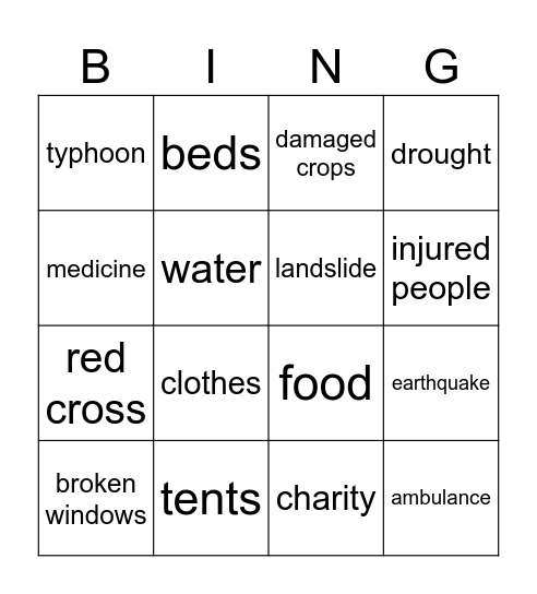 ND/Aid Bingo Card