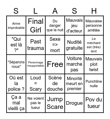 Slasher movies Bingo Card