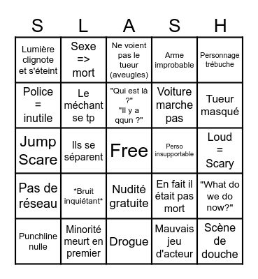 Slasher movies #2 Bingo Card