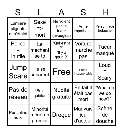Slasher movies #2 Bingo Card