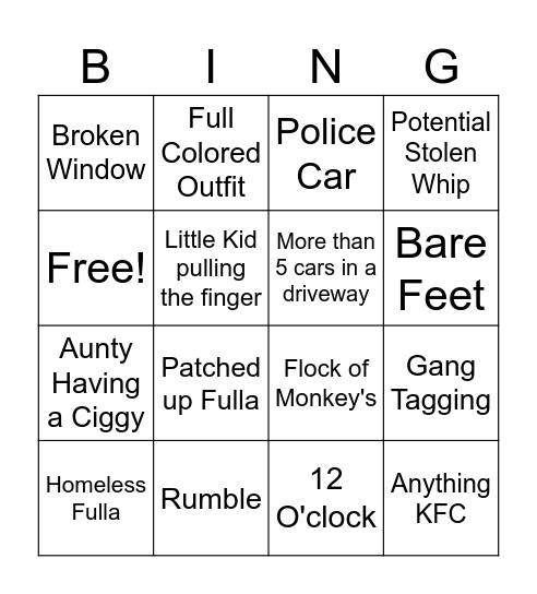 Hori Bingo Card