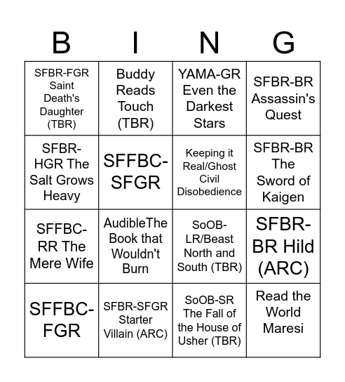 Legendary BINGO October/November Bingo Card