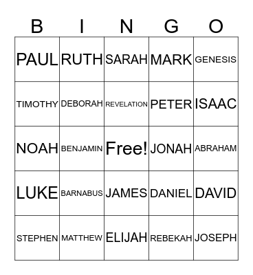 BIBLE BINGO Card