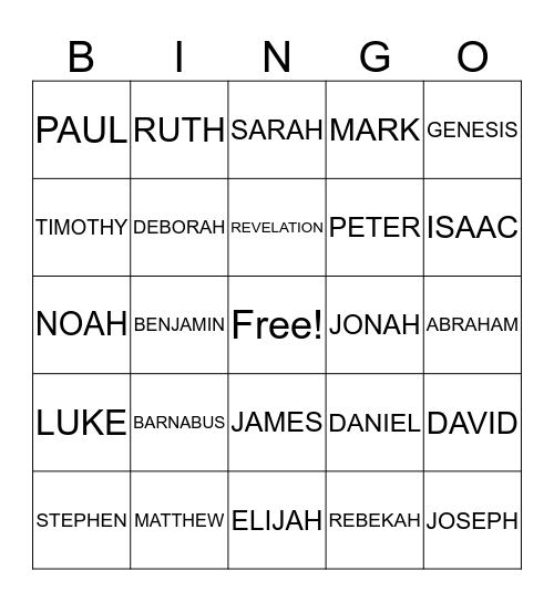 BIBLE BINGO Card