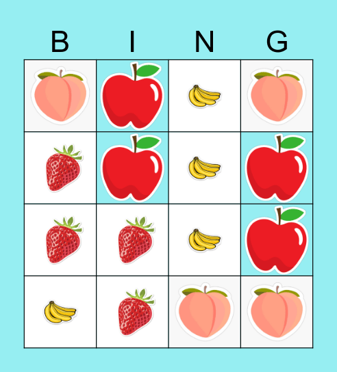 Fruits Bingo Card