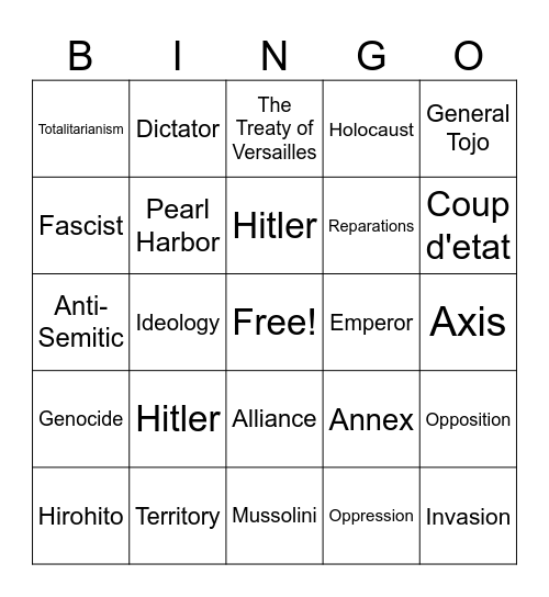 Axis Leaders Period 2 Bingo Card