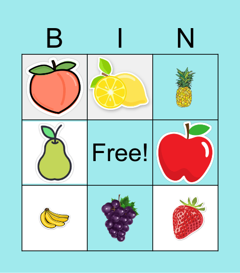 Fruits Bingo Card