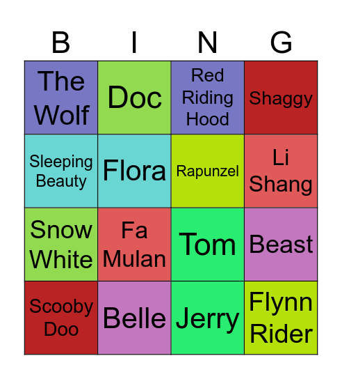 Disney movies Bingo Card