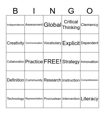 21st Century Vocabulary Intruction Bingo Card