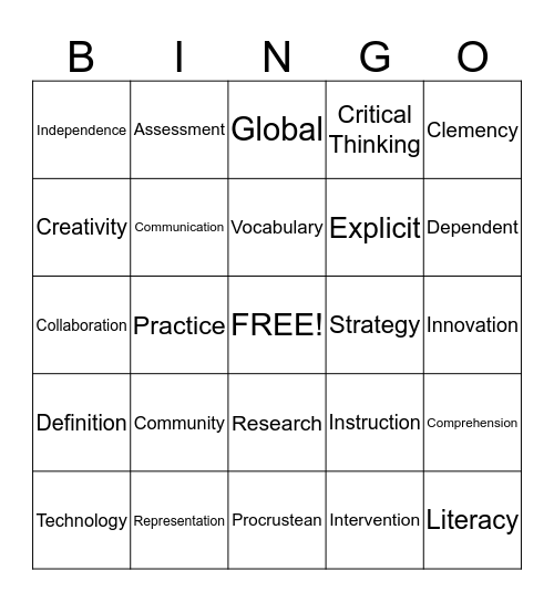 21st Century Vocabulary Intruction Bingo Card
