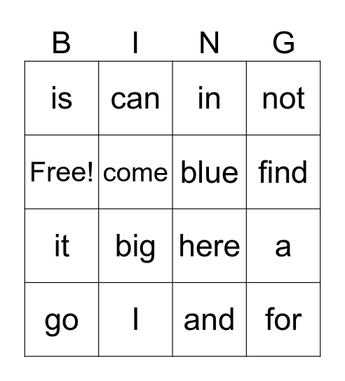 1st 8 Weeks Sight Words Bingo Card