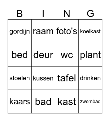 Bij mij thuis Bingo Card