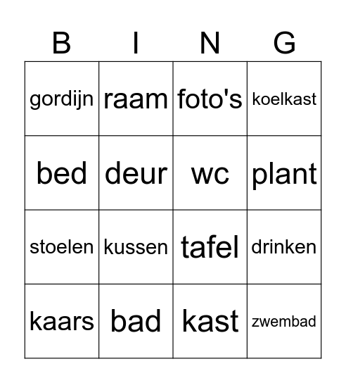 Bij mij thuis Bingo Card
