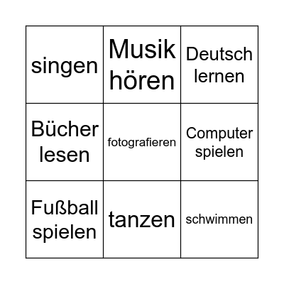 Was machst du gern? Bingo Card