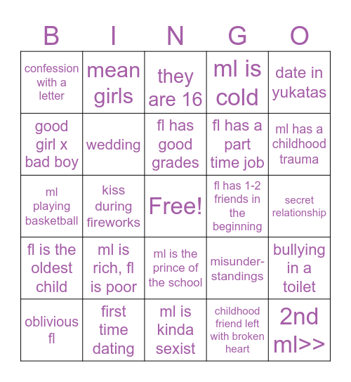 shoujo bingo Card
