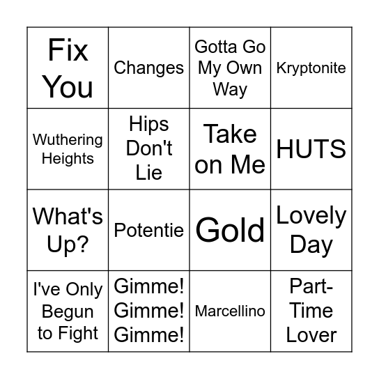 Back2TheFuture Top 100 Stam Bingo Edition Bingo Card