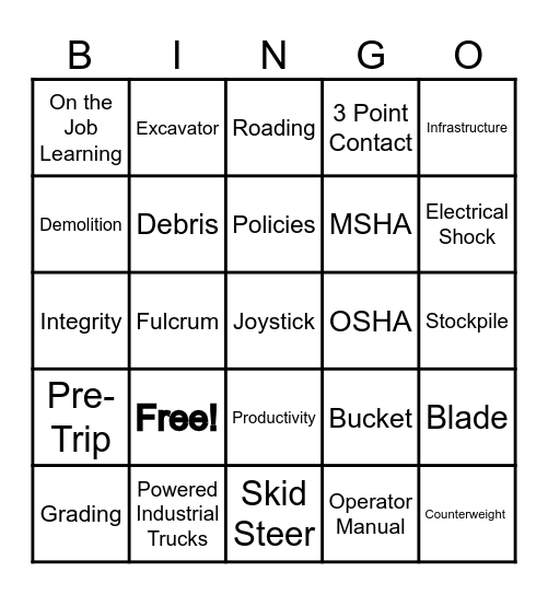 HHEOSchool BINGO Card