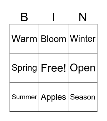 Apple/Season bingo Card