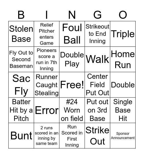 Pio Bingo Card