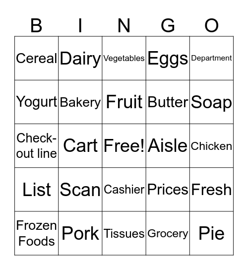 At the Grocery Store Bingo Card