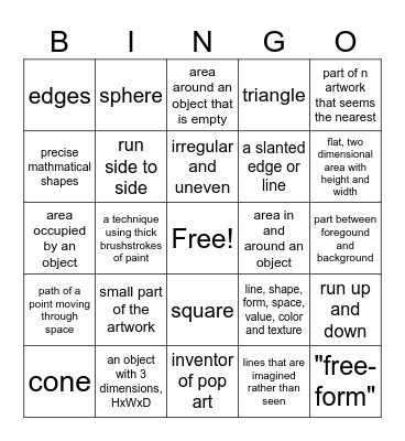 Art Test Review Bingo Card