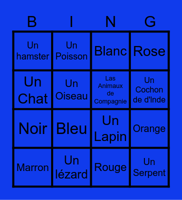 Color and Animal French Bingo Card