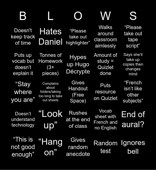 Coburn Bingoo Bingo Card