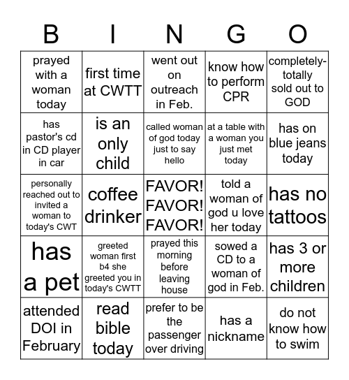 WOMEN STAYING CONNECTED Bingo Card