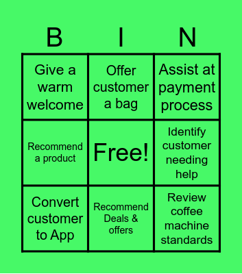 CUSTOMER SERVICE BINGO Card