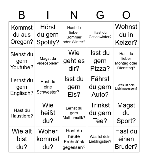 Geplauder Bingo Card