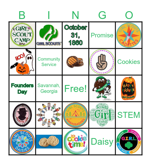 Juliette Gordon Low Halloween Bingo Card